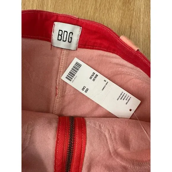 NWT Urban Outfitters BDG Cody Mini Denim Western Skirt in Pink Combo size S - Picture 5 of 5